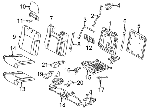 2012 Toyota Highlander Third Row Seats Hinge Cover Diagram for 71694-48010