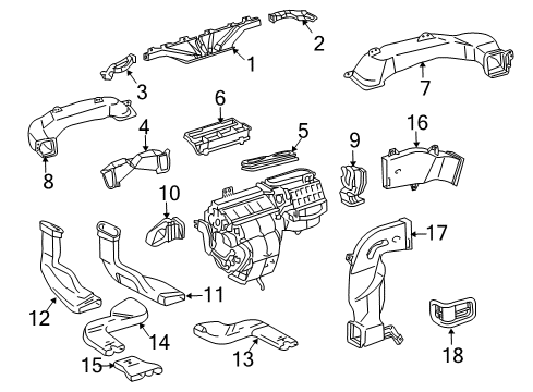 2006 Toyota Highlander Ducts Center Duct Diagram for 55837-48020