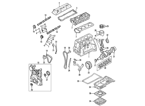 Diagram for 2005 Nissan Altima Engine Parts, Mounts, Cylinder Head & Valves, Camshaft & Timing, Oil Pan, Oil Pump, Crankshaft & Bearings, Pistons, Rings & Bearings, Variable Valve Timing 