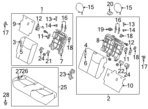2012 Nissan Leaf Rear Seat Cover-Hinge Diagram for 88327-3NA0A