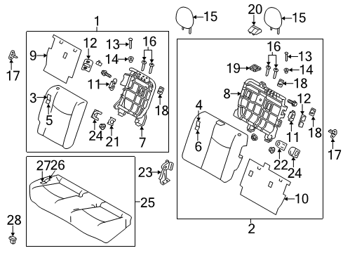 2012 Nissan Leaf Rear Seat Frame Assembly-Rear Seat Back Diagram for 88651-3NA0A