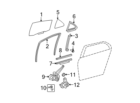 2010 Toyota Yaris Rear Door Run Weatherstrip Diagram for 68142-52131