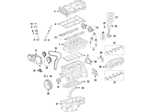 2014 Chevrolet Cruze Engine Parts, Mounts, Cylinder Head & Valves, Camshaft & Timing, Oil Pan, Oil Pump, Crankshaft & Bearings, Pistons, Rings & Bearings, Variable Valve Timing Piston Rings Diagram for 55568250