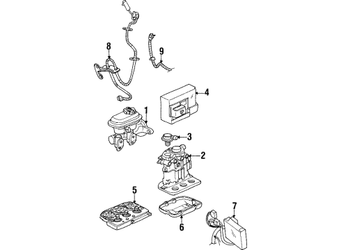 1998 Saturn SC1 ABS Components Hydraulic Power Brake Booster Assembly Diagram for 21010181