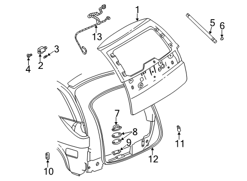 2002 Buick Rendezvous Gate & Hardware Hinge Asm-Lift Gate Diagram for 10322113