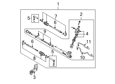 2005 Nissan Altima Steering Column & Wheel, Steering Gear & Linkage Gear & Linkage Diagram for 49001-ZB000