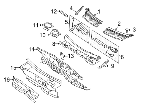 2017 Lincoln MKT Cowl Cowl Top Panel Bracket Diagram for 5F9Z-74020K67-AA