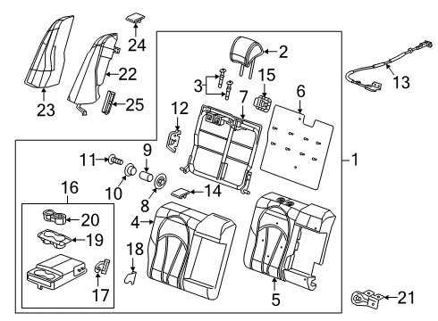 2017 Buick LaCrosse Rear Seat Components Hinge Diagram for 13589357