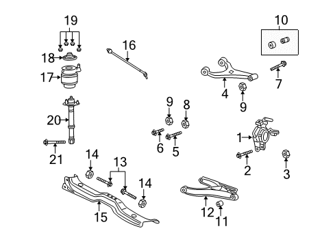 2004 Lincoln Navigator Rear Suspension Components, Lower Control Arm, Upper Control Arm, Ride Control, Stabilizer Bar Shock Diagram for AU2Z-18125-B