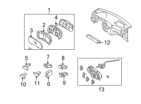 2011 Kia Rio Switches Cluster Assembly-Instrument Diagram for 940071G321