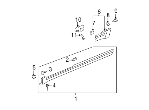 2013 GMC Acadia Exterior Trim - Pillars, Rocker & Floor Front Rocker Molding Diagram for 20767207