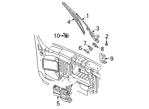 1999 Jeep Grand Cherokee Wiper & Washer Components Blade-WIPER Diagram for WBRW0011AC