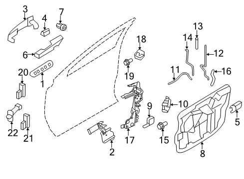 2007 Ford Edge Front Door Remote Rod Diagram for 7T4Z-7822153-A