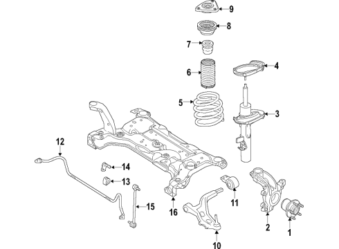 2019 Ford Transit Connect Front Suspension Components, Lower Control Arm, Stabilizer Bar Strut Bumper Diagram for CV6Z-3020-D