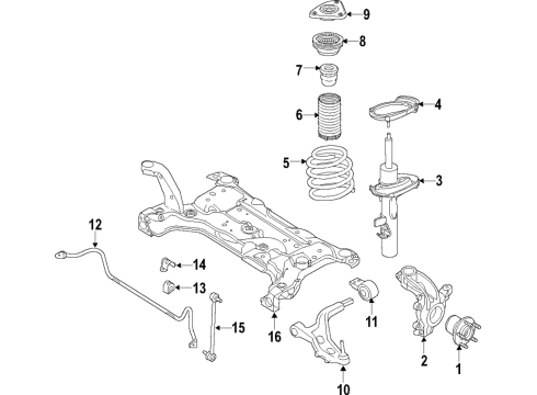 2019 Ford Transit Connect Front Suspension Components, Lower Control Arm, Stabilizer Bar Stabilizer Link Diagram for AV6Z-5K484-B