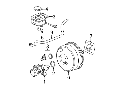2005 Saturn Ion Hydraulic System Hose Asm, Power Brake Booster Vacuum Diagram for 15217072