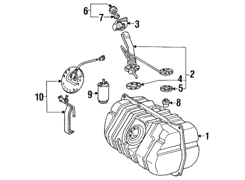 1990 Lexus LS400 Fuel Supply Fuel Tank Assembly Diagram for 77001-50020