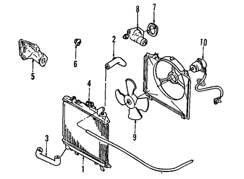 1992 Ford Festiva Cooling System, Radiator, Water Pump, Cooling Fan Water Pump Assembly Diagram for E9BZ8501A