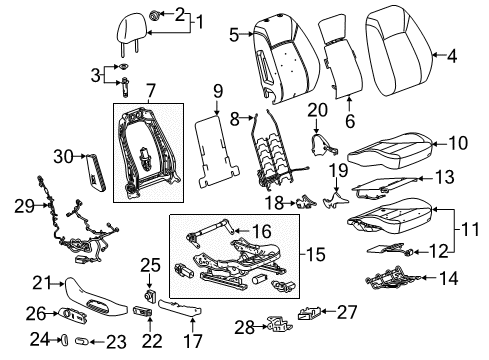 2019 Buick Regal TourX Passenger Seat Components Module Diagram for 13523745