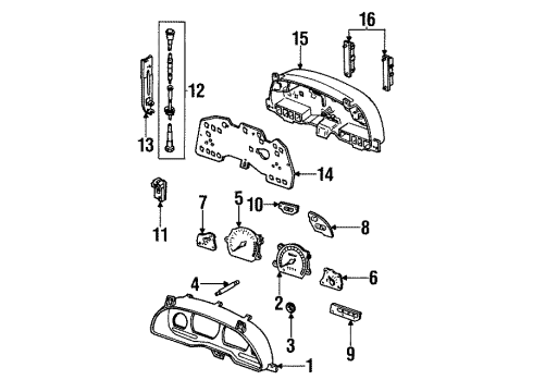 1995 Ford Contour Instrument Gauges Speedometer Head Diagram for F5RZ17255A