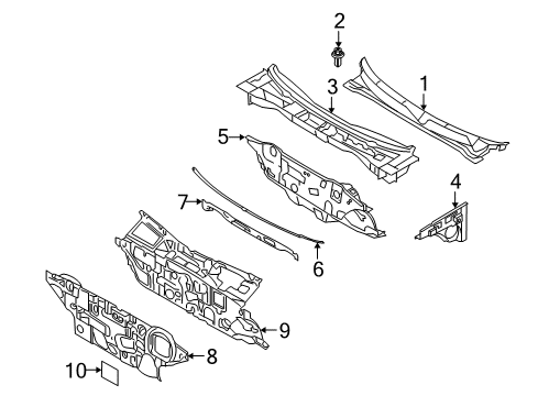 2008 Kia Amanti Cowl Isolation Pad-Cowl Top Diagram for 841503F000