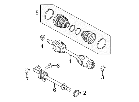 2010 Mercury Milan Drive Axles - Front Inner Shaft Diagram for AE5Z-3A329-D