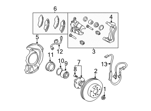Diagram for 2004 Toyota Camry Brake Components 