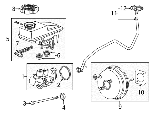 2018 Chevrolet Traverse Hydraulic System Master Cylinder Reservoir Diagram for 84730949