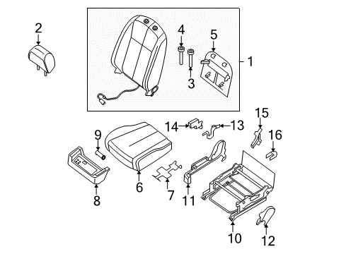 2010 Nissan Altima Front Seat Components Cushion Assembly - Front Seat Diagram for 87300-ZX60G