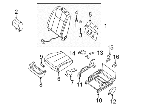 2008 Nissan Altima Front Seat Components Cushion Assy-Front Seat Diagram for 87300-JA22A