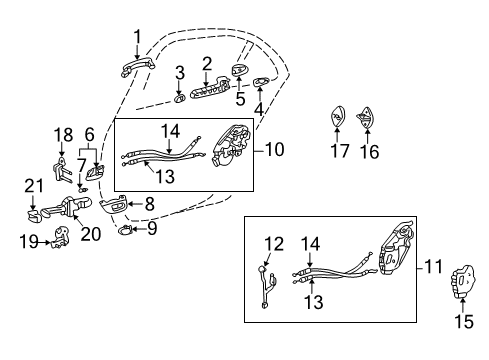 2002 Lexus LS430 Rear Door - Lock & Hardware Plug Sub-Assy, Rear Door Outside Handle, RH Diagram for 69207-50010-A0