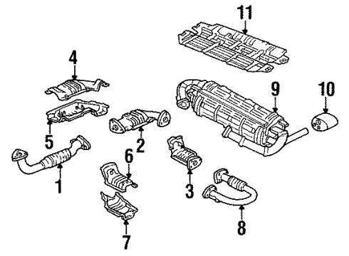 1992 Acura NSX Exhaust Components Finisher, Exhaust Pipe Diagram for 18310-SL0-A01