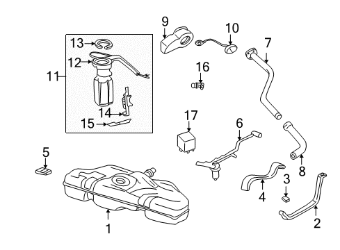 1999 Oldsmobile Alero Fuel Supply Tank Asm, Fuel Diagram for 22617055