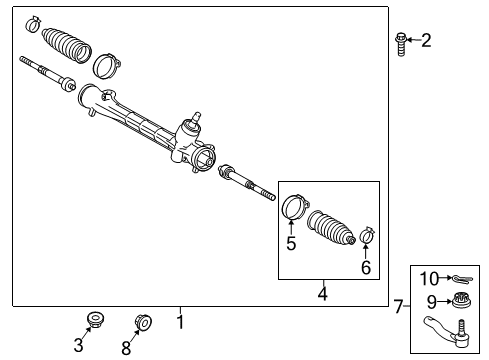 2015 Toyota Prius C Steering Column & Wheel, Steering Gear & Linkage Gear Assembly Diagram for 45510-52351