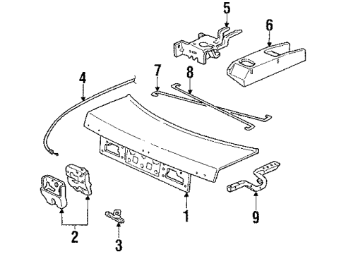 1988 Honda Accord Trunk Lid, Trunk Diagram for 68500-SG7-A00ZZ