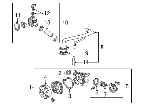 2017 Cadillac CT6 Powertrain Control Water Outlet Diagram for 12671845