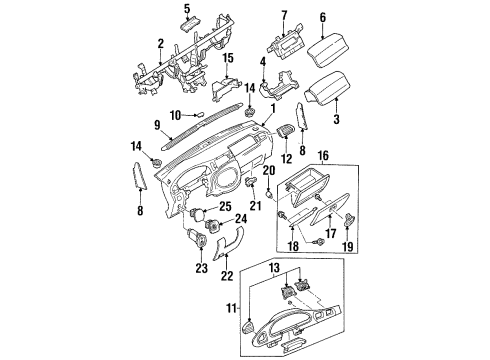 1999 Mercury Tracer Instrument Panel Glove Box Assembly Bumper Diagram for F7CZ-5406066-AA