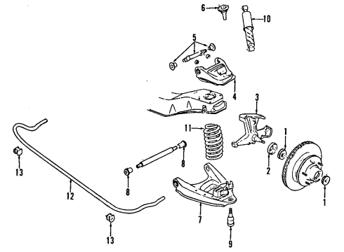 1984 Chevrolet G30 Front Suspension Components, Lower Control Arm, Upper Control Arm, Stabilizer Bar Arm Asm-Steering Knuckle Upper Control-LH Diagram for 14026579