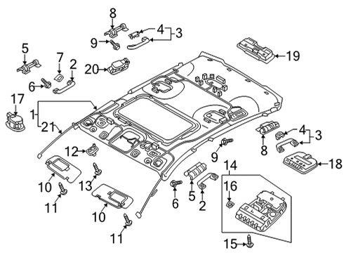 2021 Genesis G90 Interior Trim - Roof Bolt Diagram for 11256-08201