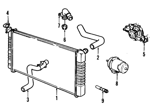 1987 Buick LeSabre Cooling System, Radiator, Water Pump, Cooling Fan Radiator Diagram for 52453819