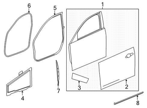 2021 Cadillac CT5 Door & Components Front Weatherstrip Diagram for 84028320