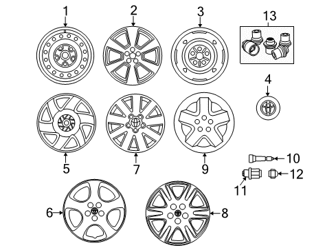 2007 Toyota Corolla Wheels Accessory Kit Diagram for 00276-00900