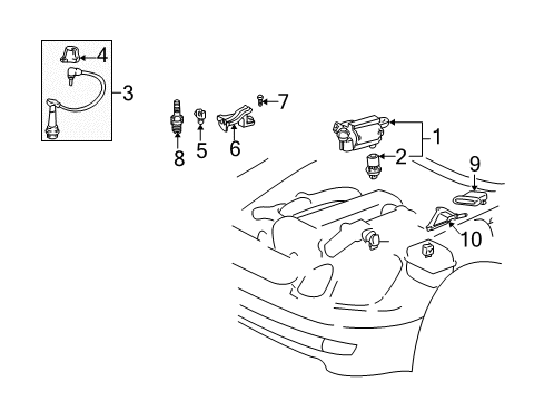 2005 Lexus IS300 Ignition System Ignition Cable Holder Diagram for 19539-70010