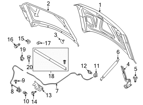 2013 Ford F-150 Hood & Components Insulation Diagram for AL3Z-16738-A