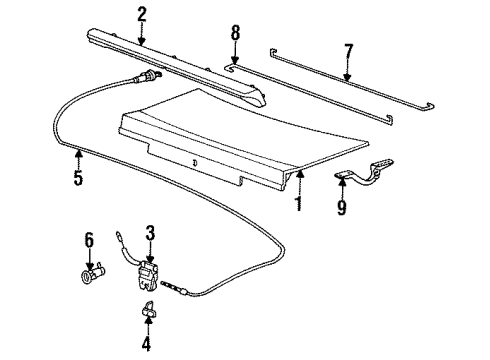 1986 Honda Prelude Trunk Lid Seal, Trunk Lid Diagram for 85861-SB0-000