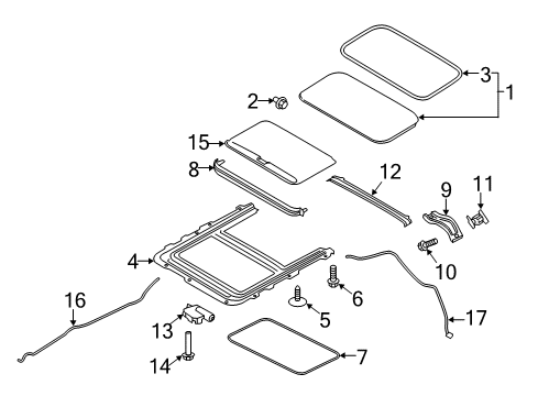 2019 Ford EcoSport Sunroof Water Drain Panel Diagram for CN1Z-5454022-A