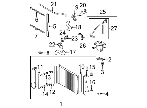 2010 Toyota Corolla Radiator & Components Radiator Assembly Upper Bracket Diagram for 16533-0T020