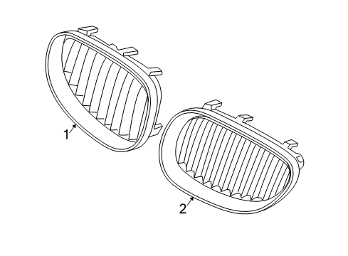 2007 BMW 525xi Grille & Components Grille Left Diagram for 51137065701