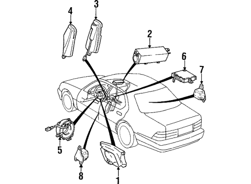 1997 Lexus LS400 Air Bag Components Sensor Assy, Side Air Bag, RH Diagram for 89860-50010