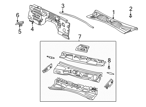 2004 Jeep Liberty Cowl Panel-Dash Diagram for 55177300AK